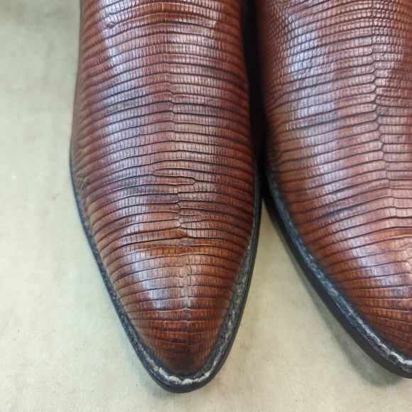 Panhandle Slim men's size 7.5D, women's sz 8.5Wide, Exotic Genuine Brown Teju Li - Picture 4 of 13